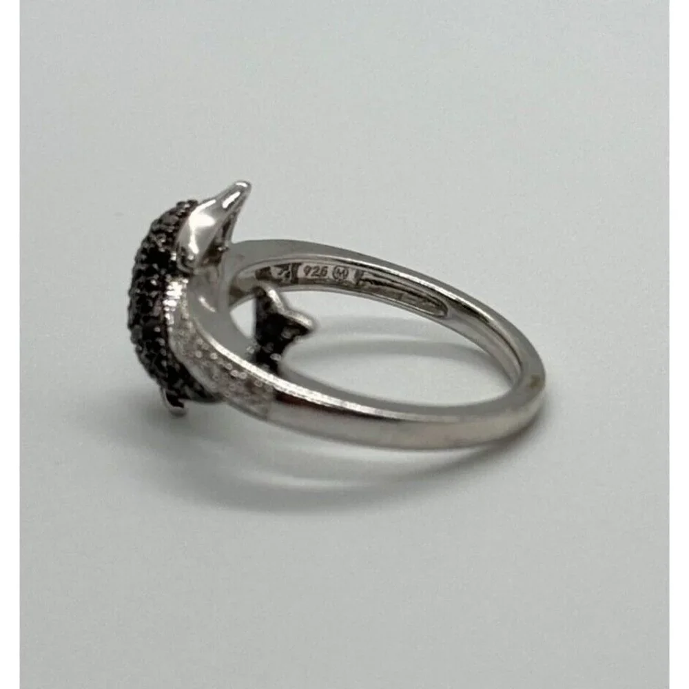 925 STERLING SILVER MARCASITE & CZ DOLPHIN RING SIZE 6